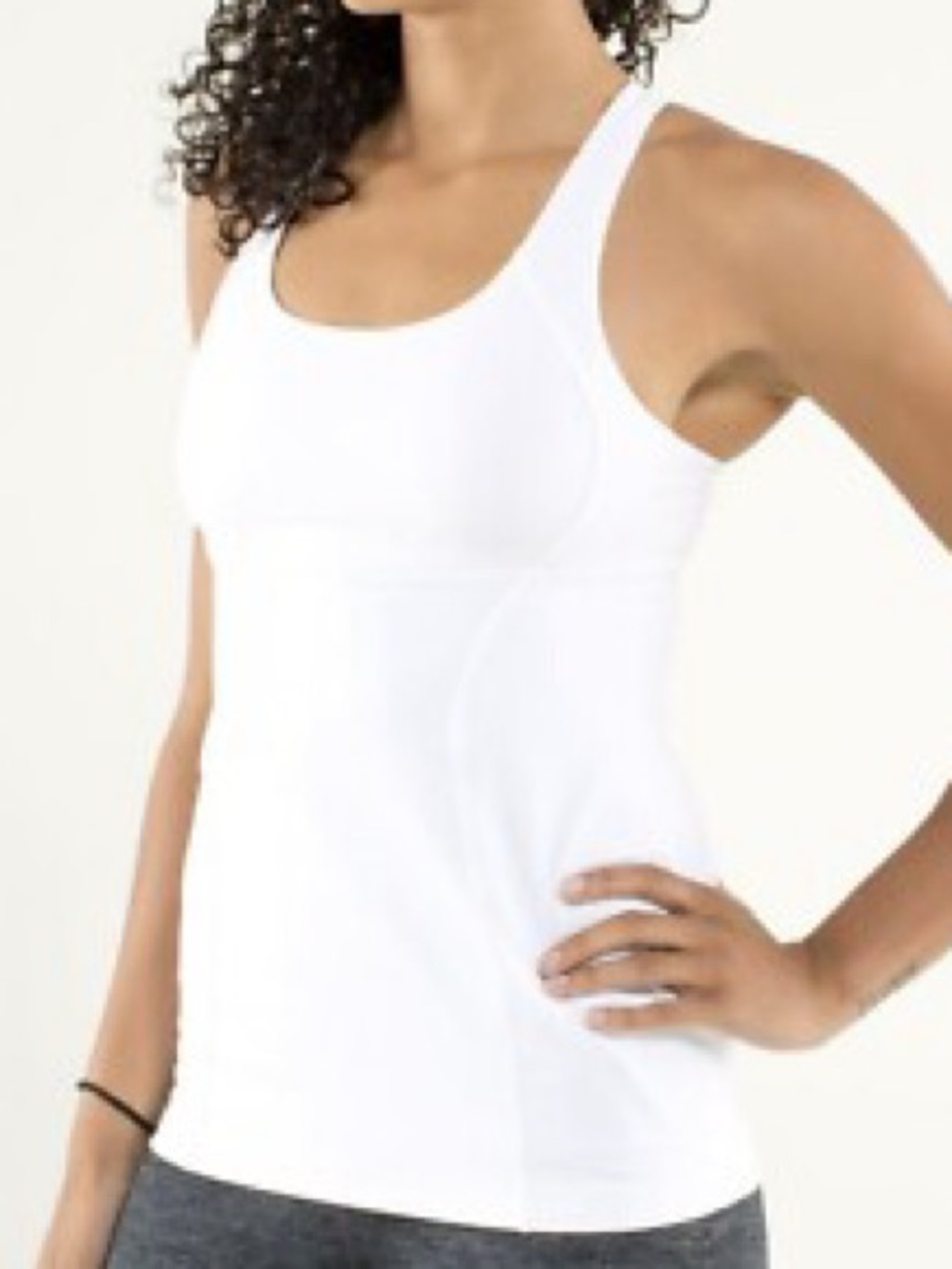 lululemon athletica White Racerback Tank with Light Beige Back Panel